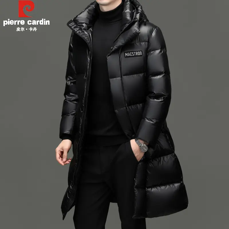 皮尔卡丹正品男士亮面羽绒服冬季新款中青年长款过膝加厚保暖外套 - 图3