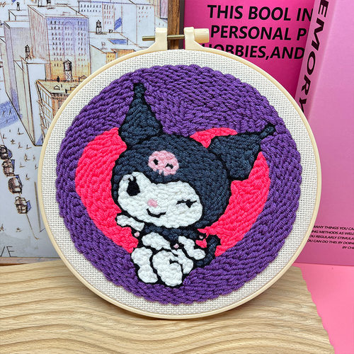 玉桂狗毛线装饰画俄罗斯diy手工绣材料针初学戳戳乐 大耳狗戳戳绣 - 图1