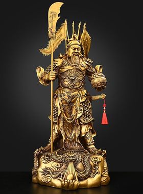 纯铜九龙关公摆件武财神