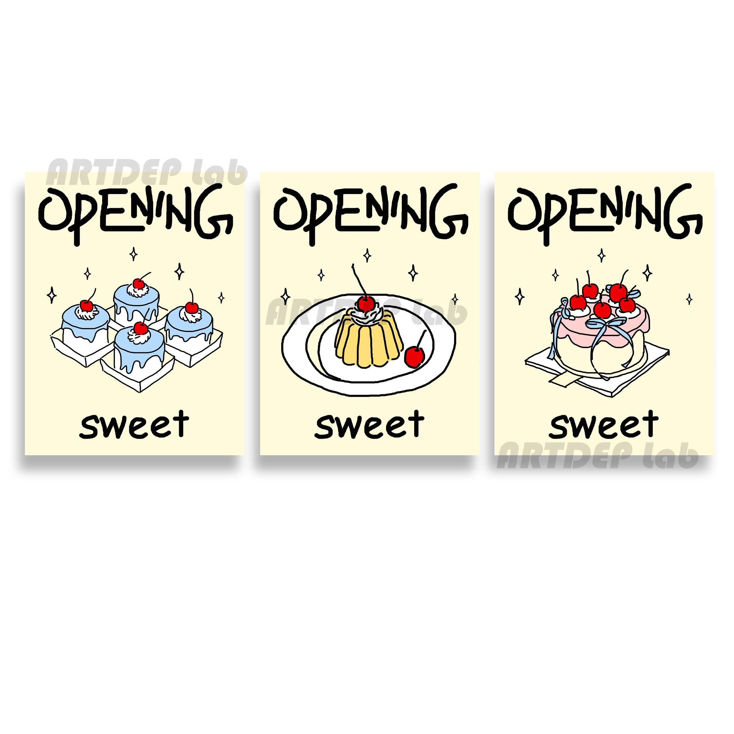 ATD可爱甜品 面包店咖啡馆 蛋糕插画纸质印刷海报装饰画拍照墙贴,淘宝优惠券,粉丝福利购,淘宝优惠卷