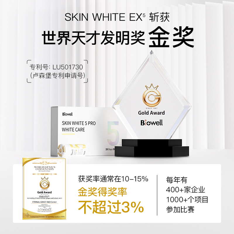 Biowell SKIN WHTIE5 PRO美白亮肤片口服全身提亮肤色56粒/盒-图1