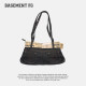 BASEMENTFG retro denim letter print crossbody bag women's belt shoulder bag 254020130031