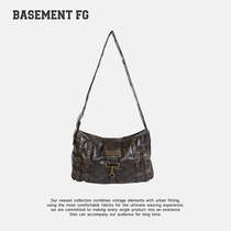 BASEMENT FG RETRO OIL WAX LEATHER SINGLE SHOULDER SLOPED SATCHEL WOMENS LARGE CAPACITY COMMUTER TOT 234020013047