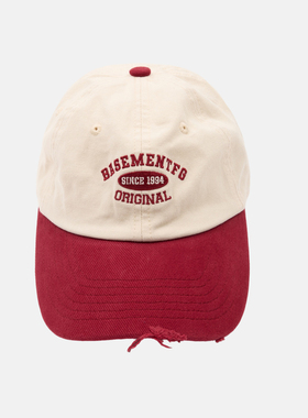 BASEMENTFG美式复古撞色棒球帽字母刺绣软顶鸭舌帽264010159023