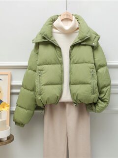 Korean short hooded down jacket for women in winter, small, loose and thickened bread coat, fashionable white duck down jacket, trendy