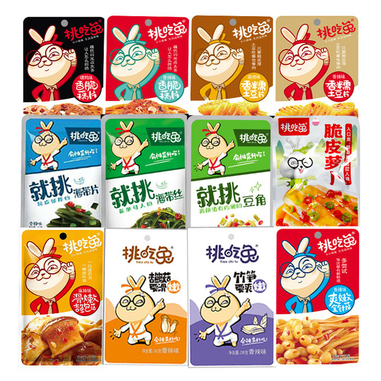 挑吃兔金针菇海带丝狼牙土豆片竹笋旗舰开袋即食桃吃兔素菜小零食