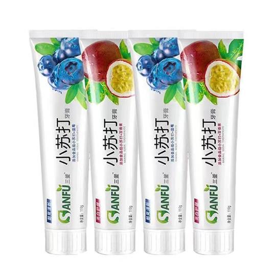 Authentic baking soda toothpaste removes yellowing, removes tooth stains, freshens breath, and travels for students with no bad breath