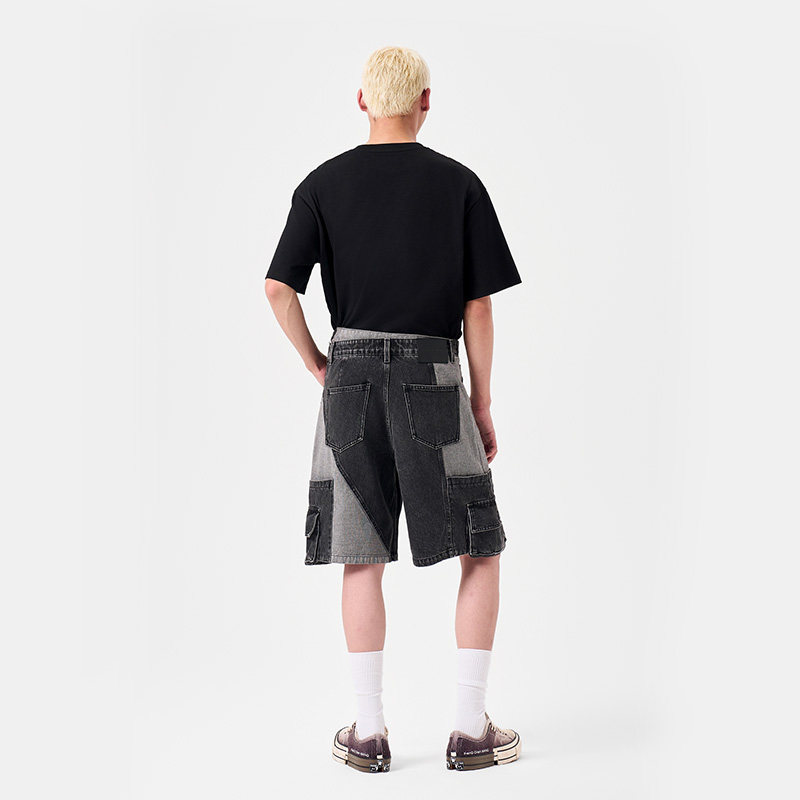 【FengChenWang】斜门襟拼接男女工装五分牛仔短裤,淘宝优惠券,粉丝福利购,淘宝优惠卷