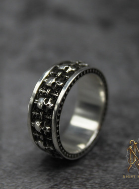 DAMAI 美式复古时尚印第安人骷髅头活口指环欧美小众个性男潮戒指