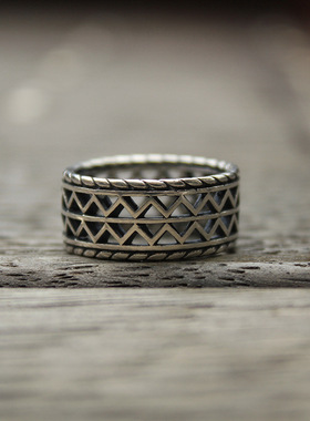 s925纯银男女戒指个性镂空日韩小众简约中指食指环男潮百搭单身戒