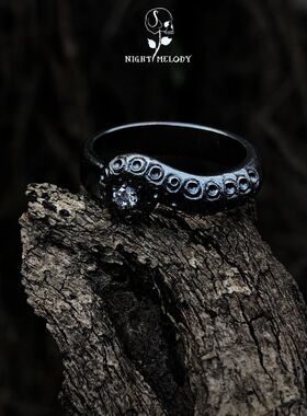 DAMAI 复古美式925泰银原创手工制作黑暗哥特克苏鲁章鱼触手戒指