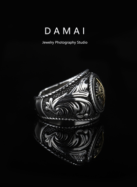 复古金色光芒戒指男潮