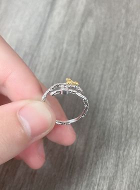 阿赞斑亚金蚁食金戒指女简约风时尚百搭小众设计感开口可调节指环