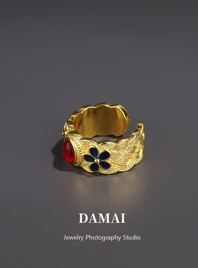 复古宫廷花丝古法编织戒指女