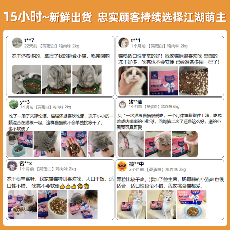 【天猫U先】江湖萌主成猫冻干鸡肉猫粮营养全期无谷猫粮40g*5袋-图3