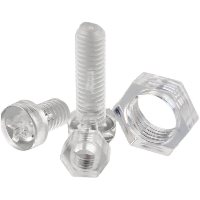 圆头塑料透明螺丝钉塑胶螺丝亚克力PC螺钉螺母配件大全M3M4M5M6