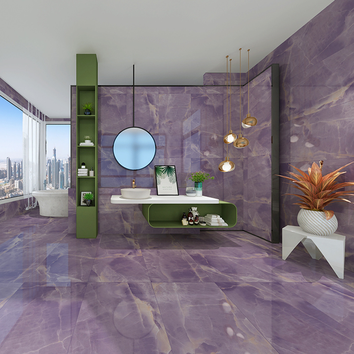 蓝色海洋瓷砖地砖600x1200客厅奢石地板砖厨卫墙砖防滑耐磨地砖 - 图0