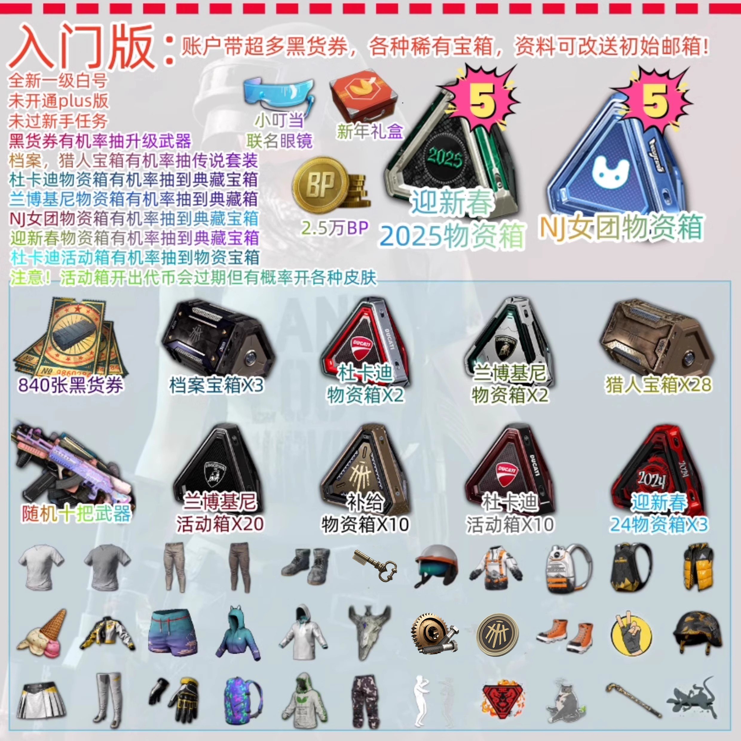 pubgsteam绝地求生账号pubg成品皮肤号黑货券工坊藏匿处宝箱开箱帐号