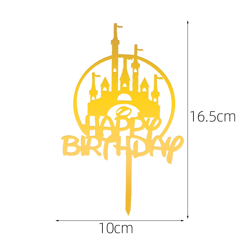 镜面双层亚克力城堡生日蛋糕装饰公主女孩插牌插件插卡摆件网红 - 图2
