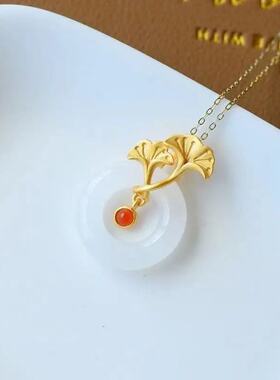 吊坠白玉锁骨链平安扣挂坠