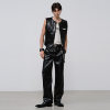 Reversible snake print punk zippered leather vest