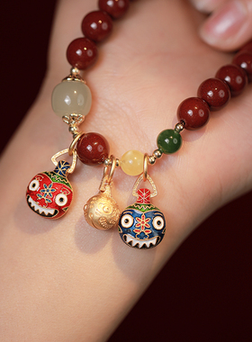 大辰珠宝高含量朱砂紫金砂手串原创设计国风古风吞金兽手链礼物女