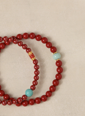 高含量朱砂帝王砂手链细款沉鱼锦鲤古典中国风国潮手串女款本命年