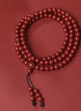 正品朱砂晶体砂108珠手串高品质念珠女款本命年配饰礼物多圈手链