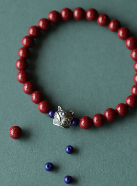 2024年新款大辰珠宝高含量紫金砂朱砂手串纯银醒狮本命年首饰手链