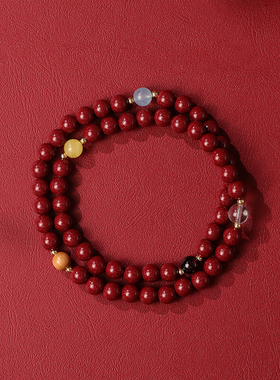 正品保真高含量朱砂紫金砂手串多圈多宝五行手链女本命年首饰礼物