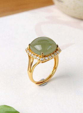 三生三世和田玉纯银闺蜜高级感配饰方形戒指轻奢小众女二人款精致