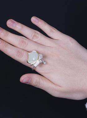 古风爱莲说纯银女款戒指