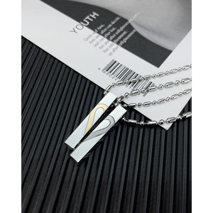 OPK饰品货源复古小众设计百搭爱心桃心不锈钢情侣项链