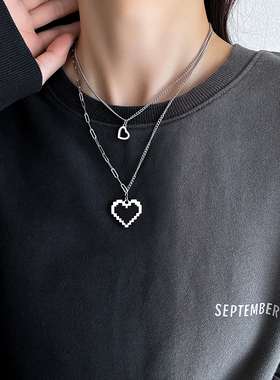 jotk气质双层爱心项链女