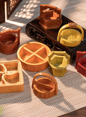 创意中式果篮古风食盒篮子模型