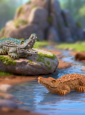 微景观可爱树脂动物写实鳄鱼摆件