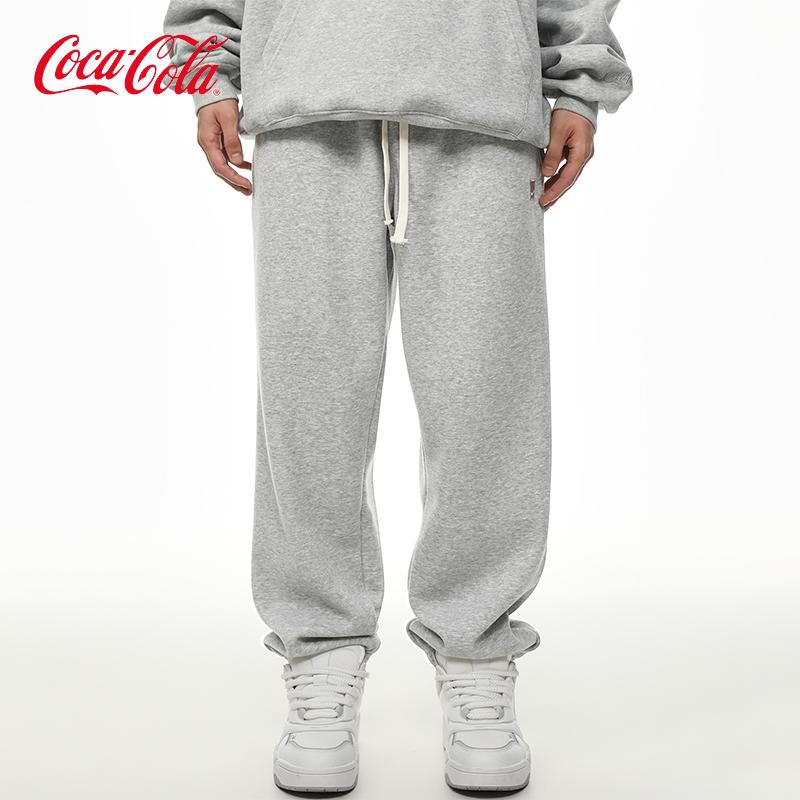 Coca-Cola可口可乐 纯色刺绣章仔卫裤宽松休闲束脚运动裤男女