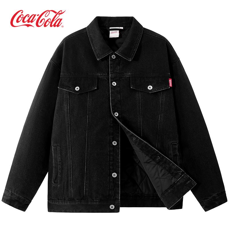 Coca-Cola可口可乐 复古做旧水洗美式高街保暖休闲牛仔棉服男女