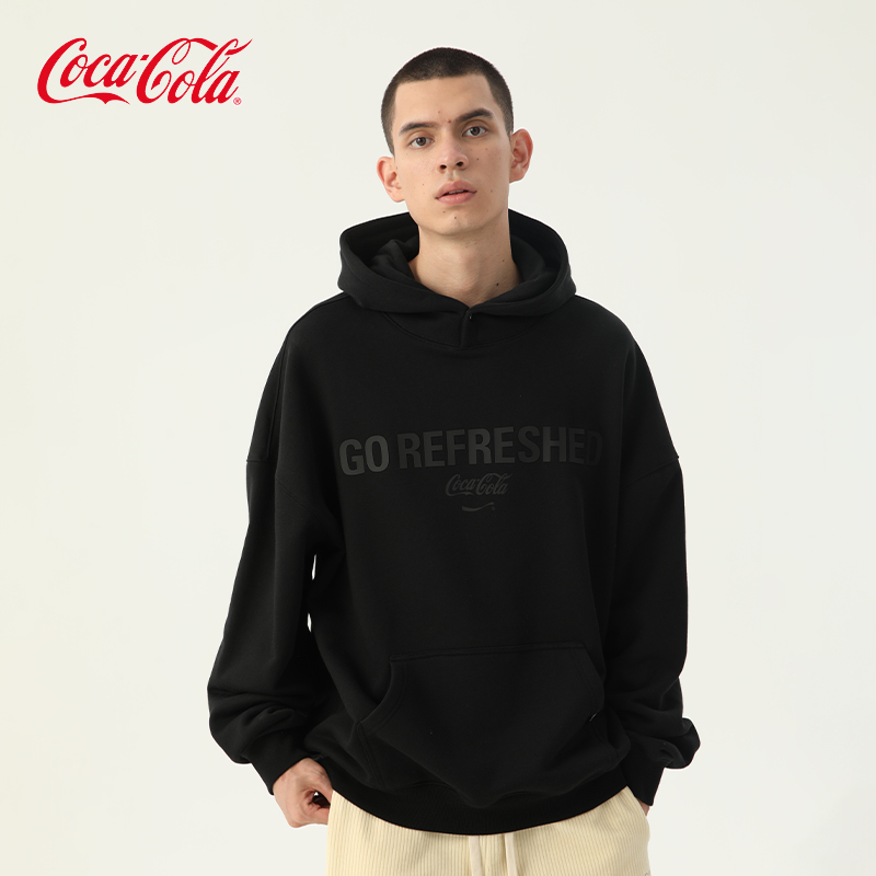 Coca-Cola/可口可乐 连帽卫衣纽扣秋冬款情侣衣服外套 男女同款