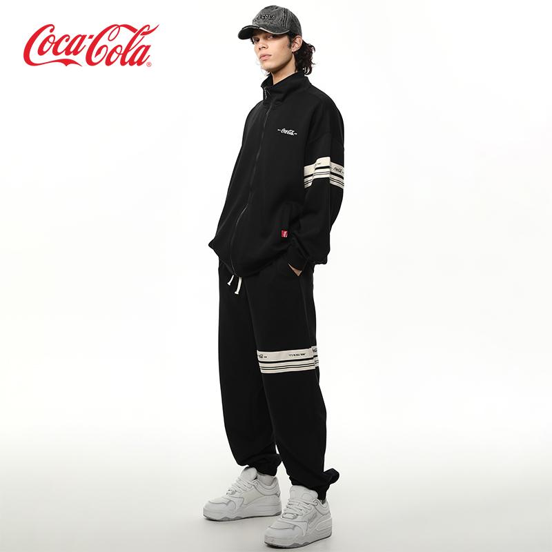 Coca-Cola可口可乐 休闲立领开衫外套宽松束脚运动裤子卫衣套装