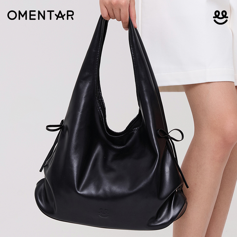 OMENTAR欧蒙特三角购物袋女小众真皮单肩hobo大容量通勤托特包包 - 图2
