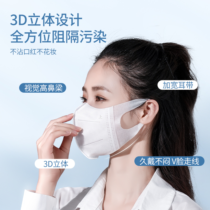 3d立体医用口罩医疗一次性正品官方旗舰店女高颜值2024新款网红白-图1