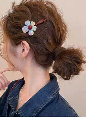 幻彩醋酸花朵发夹边夹侧边发卡2026新刘海碎发夹高级感前额发饰女