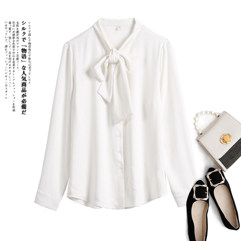 蝴蝶结长袖春秋白色高端气质白衬衫 暖姿语衬衫