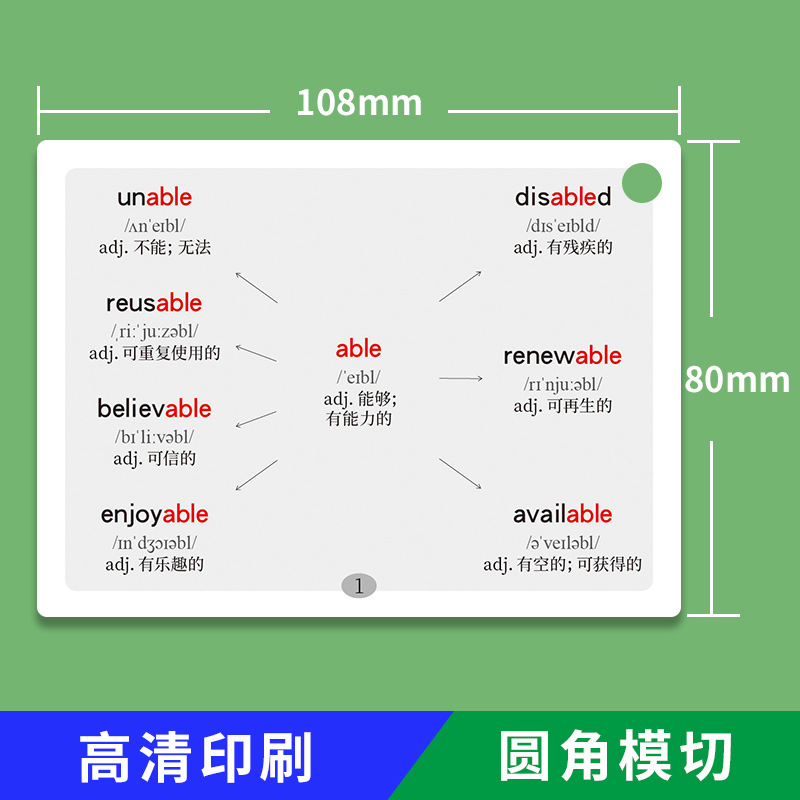 初中英语词汇思维导图词根词缀速记快速记忆1500单词卡片闪卡手卡 - 图1