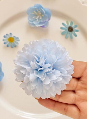 蓝色系仿真花DIY团扇痛包材料包