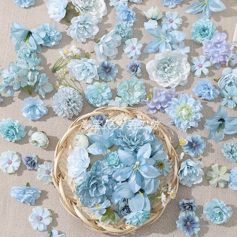 蓝色系混搭仿真花头 diy手工材料包手作簪花头饰花环裙撑谷美道具,淘宝优惠券,粉丝福利购,淘宝优惠卷