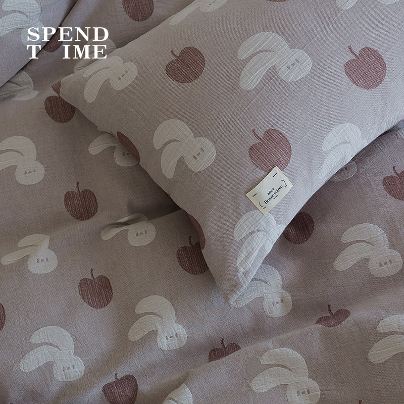 花时间生活初春色织可爱兔子被套床上用品水洗纯棉提花床单四件套,淘宝优惠券,粉丝福利购,淘宝优惠卷