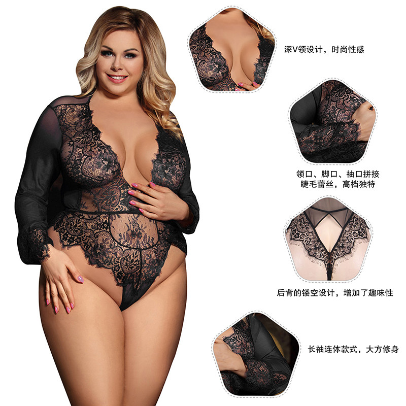 性感女胖妹妹加大码内衣蕾丝睡衣 comeondear欧夜睡衣/家居服套装
