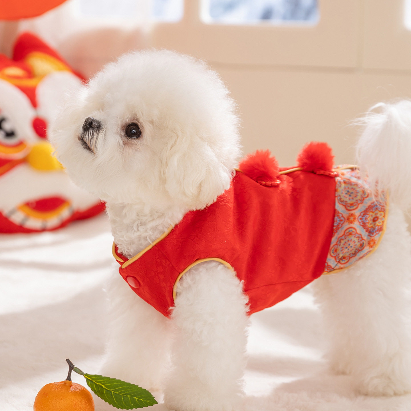 狗狗衣服泰迪新年喜庆汉服中式梅花暗纹唐装盘扣马甲过年宠物衣服,淘宝优惠券,粉丝福利购,淘宝优惠卷